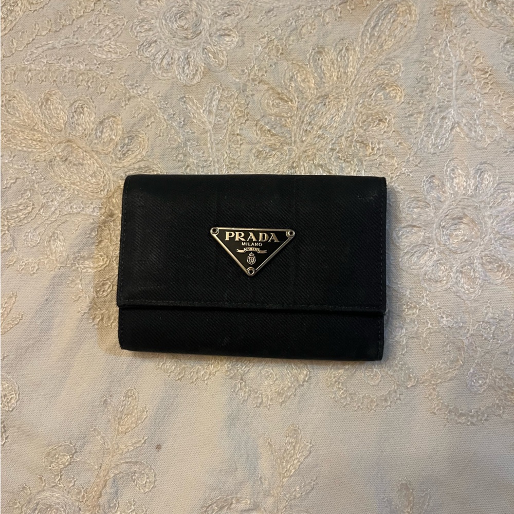 Prada Black Triangular Logo key holder